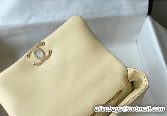 Big Discount Chanel 19 Shiny Lambskin Small Flap Bag AS1160 Light Yellow 2024