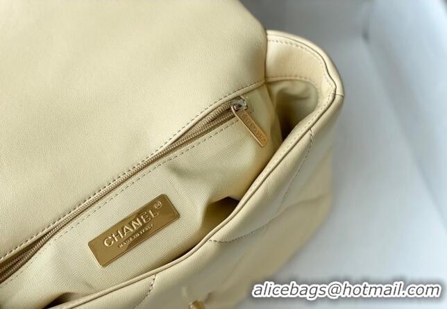 Big Discount Chanel 19 Shiny Lambskin Small Flap Bag AS1160 Light Yellow 2024