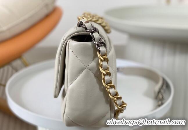 Most Popular Chanel 19 Shiny Lambskin Small Flap Bag AS1160 White 2024