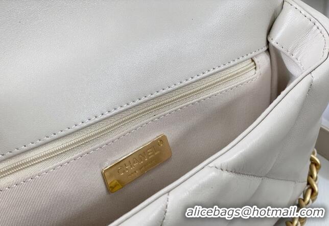 Most Popular Chanel 19 Shiny Lambskin Small Flap Bag AS1160 White 2024