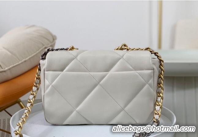 Most Popular Chanel 19 Shiny Lambskin Small Flap Bag AS1160 White 2024