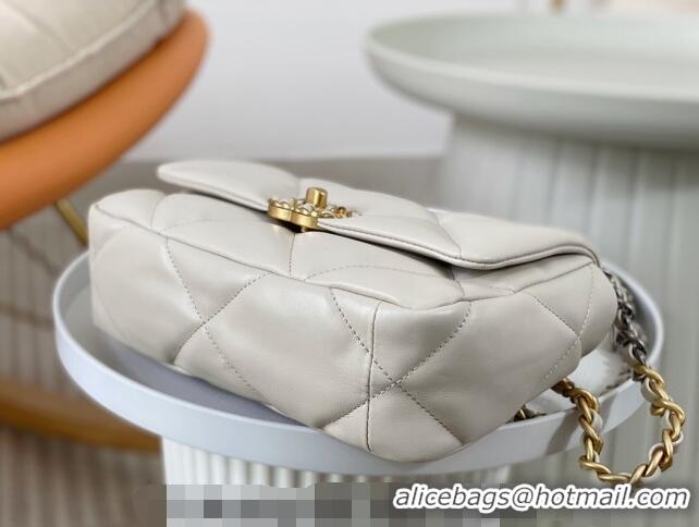 Most Popular Chanel 19 Shiny Lambskin Small Flap Bag AS1160 White 2024