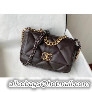 Luxury Cheap Chanel 19 Shiny Lambskin Small Flap Bag AS1160 Brown 2024