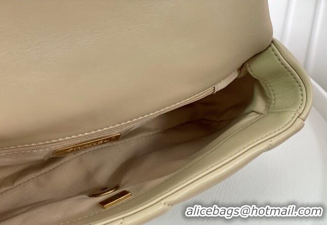 Top Grade Chanel 19 Shiny Lambskin Small Flap Bag AS1160 Beige/Gold 2024