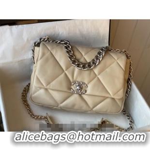 Shop Promotional Chanel 19 Shiny Lambskin Large Flap Bag AS1161 Beige/Silver 2024