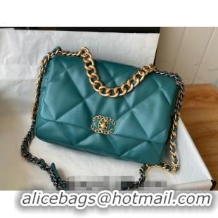 Most Popular Chanel 19 Shiny Lambskin Large Flap Bag AS1161 Green/Gold 2024