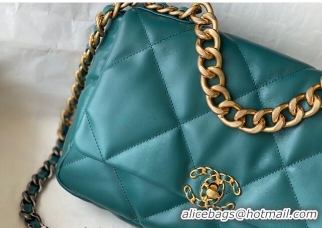 Most Popular Chanel 19 Shiny Lambskin Large Flap Bag AS1161 Green/Gold 2024