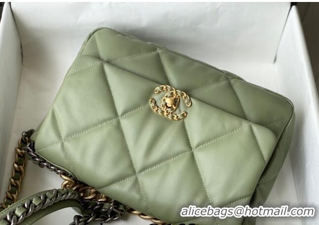 New Fashion Chanel 19 Shiny Lambskin Large Flap Bag AS1161 Light Green 2024