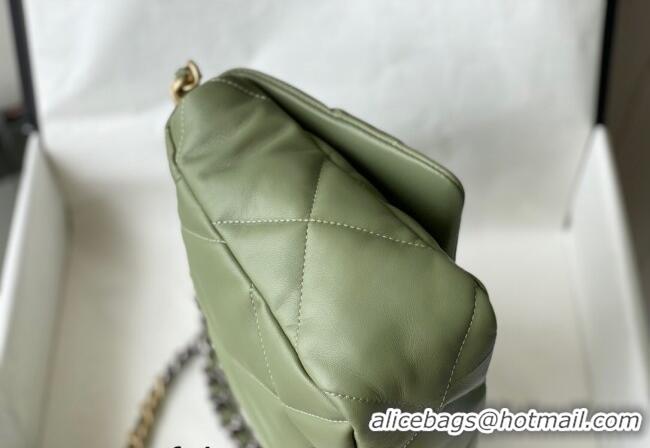 New Fashion Chanel 19 Shiny Lambskin Large Flap Bag AS1161 Light Green 2024