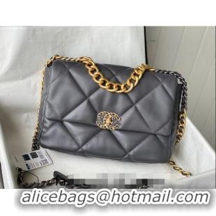 Good Taste Chanel 19 Shiny Lambskin Large Flap Bag AS1161 Dark Grey 2024