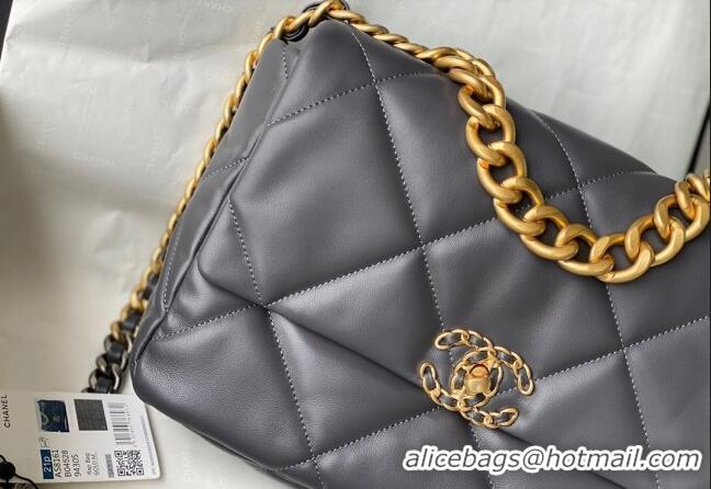 Good Taste Chanel 19 Shiny Lambskin Large Flap Bag AS1161 Dark Grey 2024