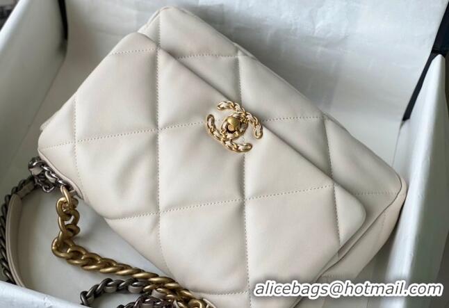 Trendy Design Chanel 19 Shiny Lambskin Large Flap Bag AS1161 White 2024