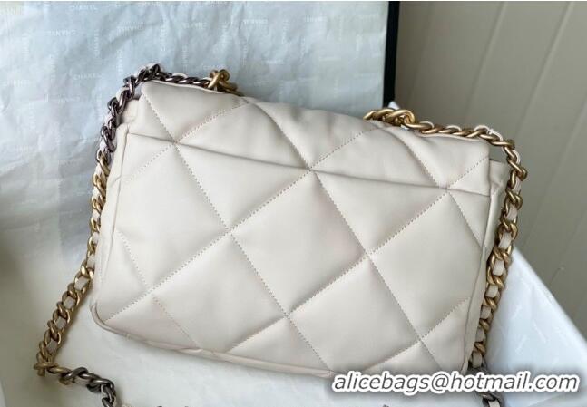 Trendy Design Chanel 19 Shiny Lambskin Large Flap Bag AS1161 White 2024