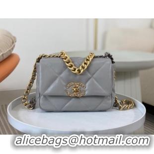 Popular Style Chanel 19 Shiny Lambskin Mini Flap Bag AS1159 Grey 2024