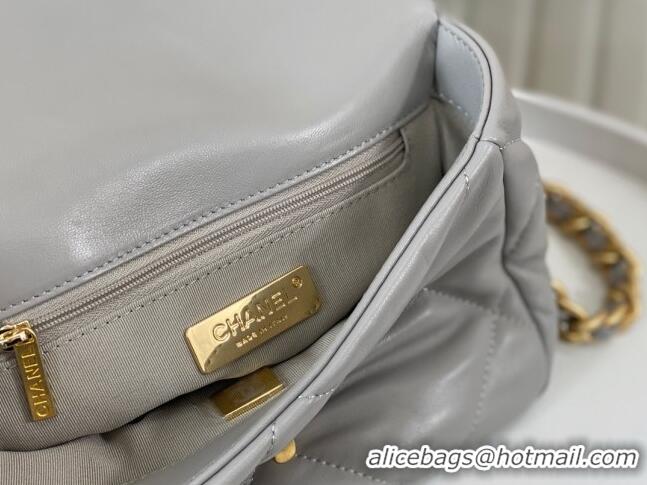 Popular Style Chanel 19 Shiny Lambskin Mini Flap Bag AS1159 Grey 2024