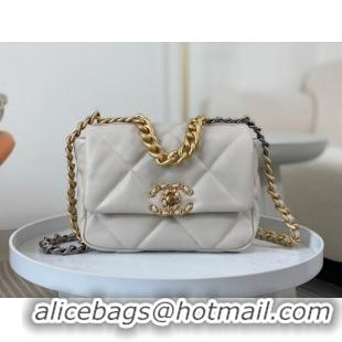 Unique Style Chanel 19 Shiny Lambskin Mini Flap Bag AS1159 White 2024