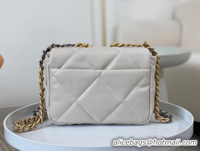 Unique Style Chanel 19 Shiny Lambskin Mini Flap Bag AS1159 White 2024