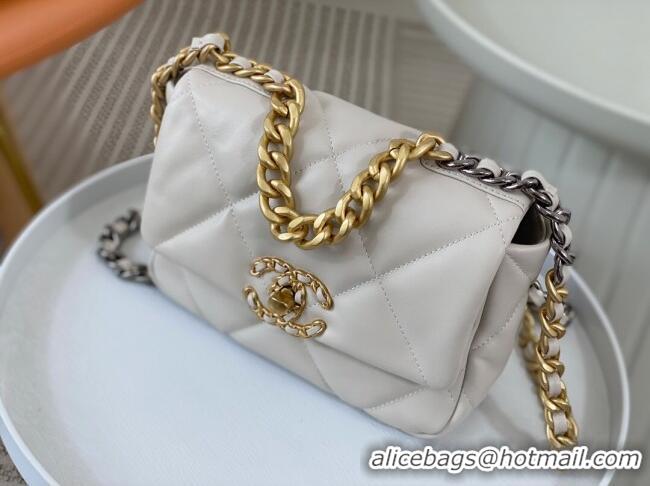 Unique Style Chanel 19 Shiny Lambskin Mini Flap Bag AS1159 White 2024