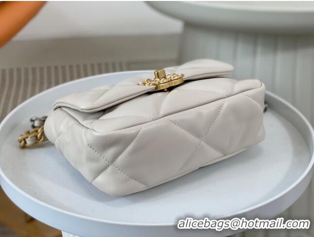 Unique Style Chanel 19 Shiny Lambskin Mini Flap Bag AS1159 White 2024