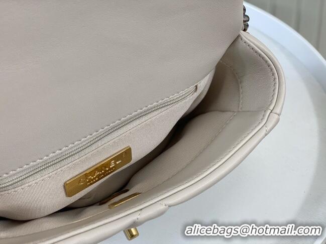 Unique Style Chanel 19 Shiny Lambskin Mini Flap Bag AS1159 White 2024