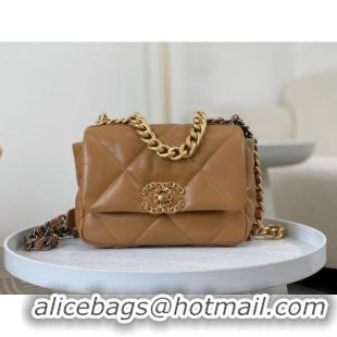 Reasonable Price Chanel 19 Shiny Lambskin Mini Flap Bag AS1159 Brown 2024