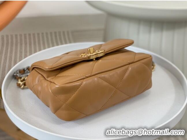 Reasonable Price Chanel 19 Shiny Lambskin Mini Flap Bag AS1159 Brown 2024