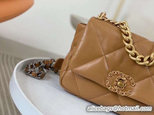 Reasonable Price Chanel 19 Shiny Lambskin Mini Flap Bag AS1159 Brown 2024