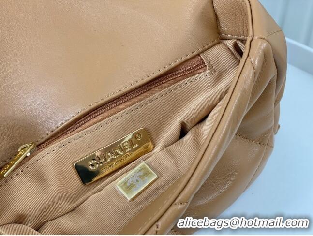 Reasonable Price Chanel 19 Shiny Lambskin Mini Flap Bag AS1159 Brown 2024