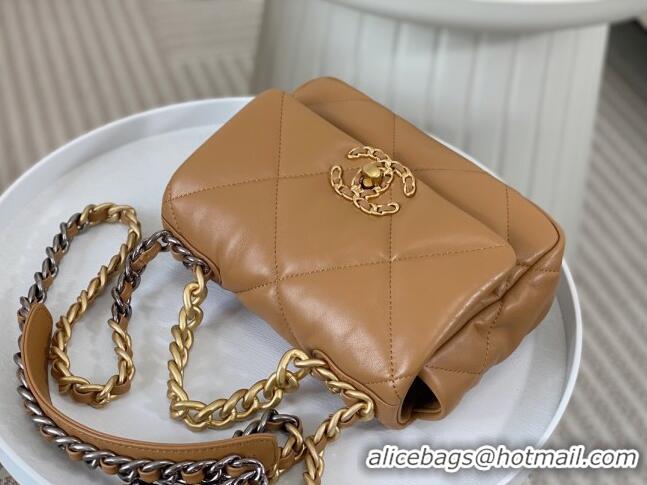 Reasonable Price Chanel 19 Shiny Lambskin Mini Flap Bag AS1159 Brown 2024