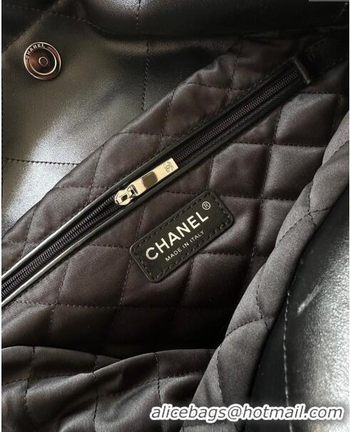 Famous Brand Chanel 22 Calfskin Small Shopping Bag AS3260 with Iridescent Logo Black 2024