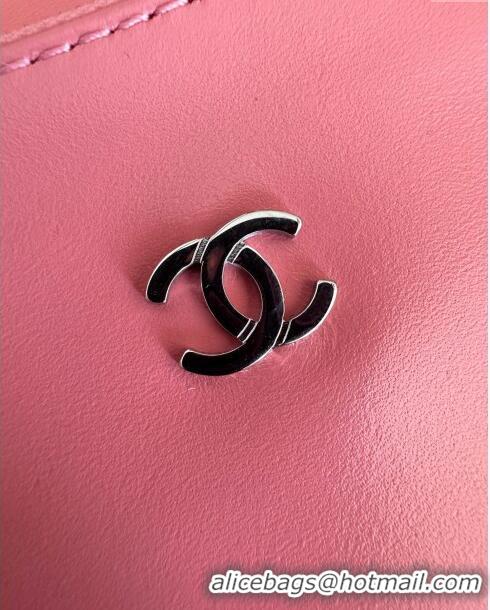 Luxury Cheap Chanel 22 Calfskin Small Shopping Bag AS3260 with Iridescent Logo Pink 2024