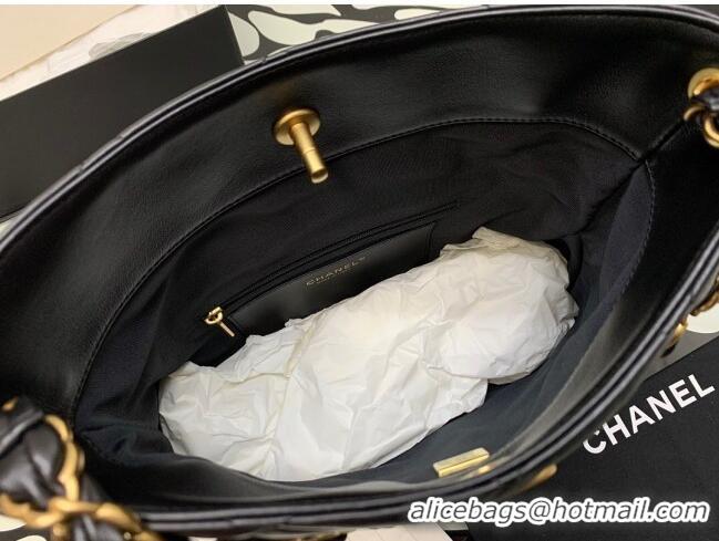 Good Taste Chanel Folded Leather Hobo Bag AS2204 Black 2024