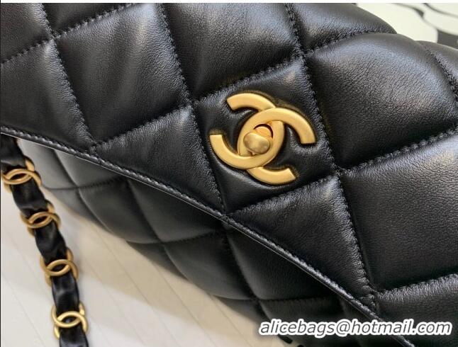 Good Taste Chanel Folded Leather Hobo Bag AS2204 Black 2024