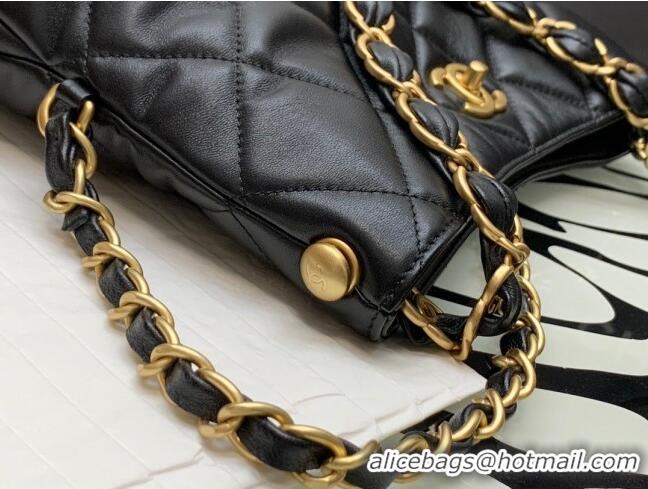 Good Taste Chanel Folded Leather Hobo Bag AS2204 Black 2024