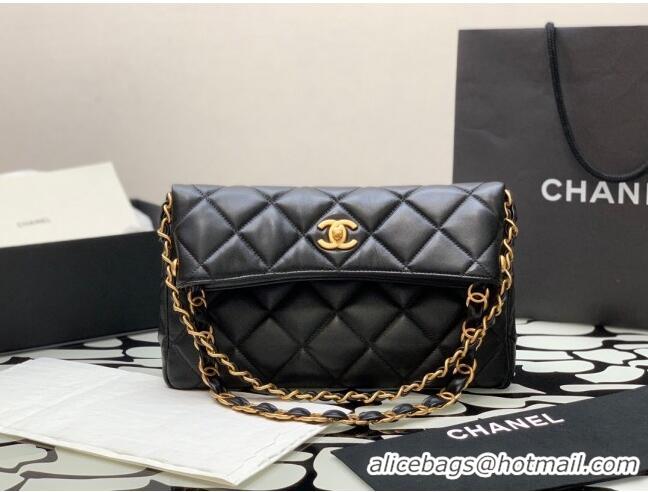 Good Taste Chanel Folded Leather Hobo Bag AS2204 Black 2024