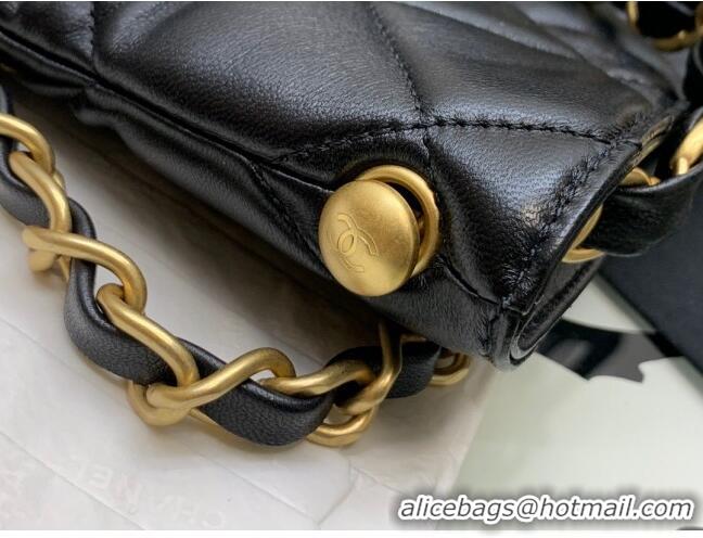 Top Quality Chanel Folded Leather Maxi Hobo Bag AS2205 Black 2024