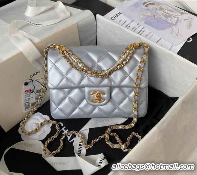 Trendy Design Chanel Shiny Lambskin Small Flap Bag with Chain and Pearls AS4384 Silver 2024