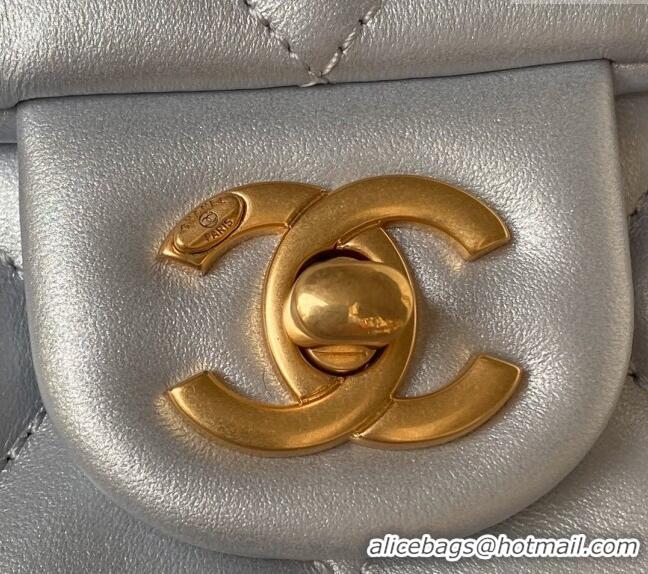 Trendy Design Chanel Shiny Lambskin Small Flap Bag with Chain and Pearls AS4384 Silver 2024