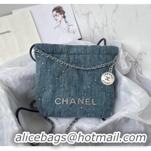 Top Grade Chanel 22 Mini Handbag in Washed Denim AS3980 Blue 2024