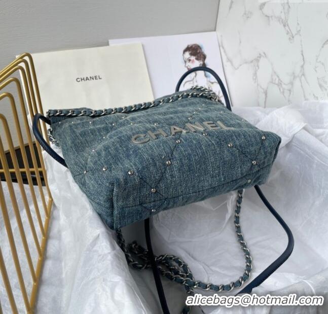 Top Grade Chanel 22 Mini Handbag in Washed Denim AS3980 Blue 2024