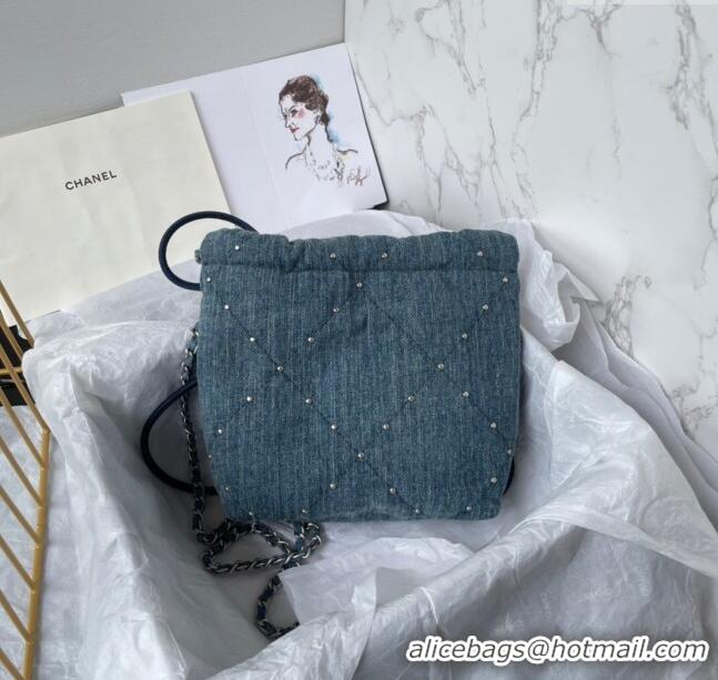 Top Grade Chanel 22 Mini Handbag in Washed Denim AS3980 Blue 2024