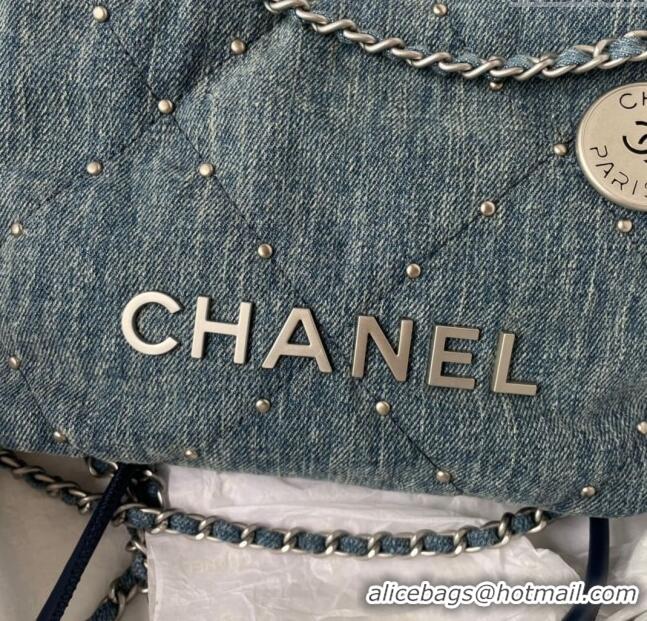 Top Grade Chanel 22 Mini Handbag in Washed Denim AS3980 Blue 2024