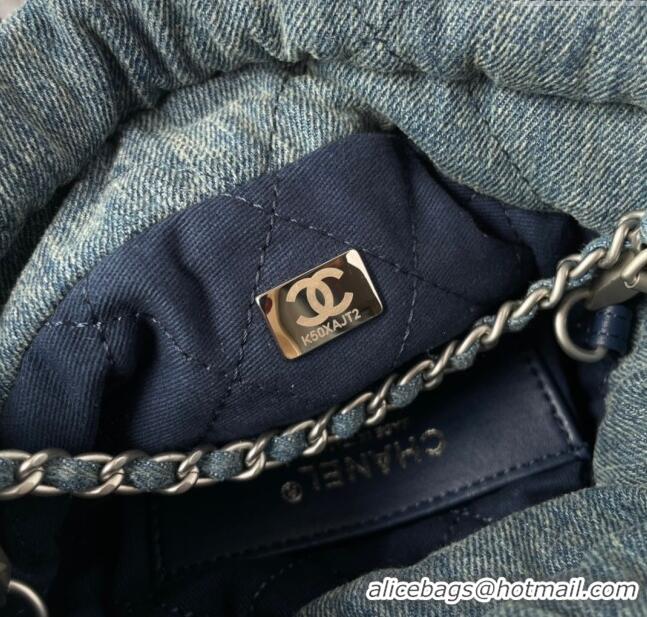 Top Grade Chanel 22 Mini Handbag in Washed Denim AS3980 Blue 2024