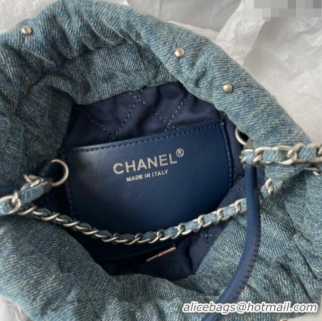 Top Grade Chanel 22 Mini Handbag in Washed Denim AS3980 Blue 2024