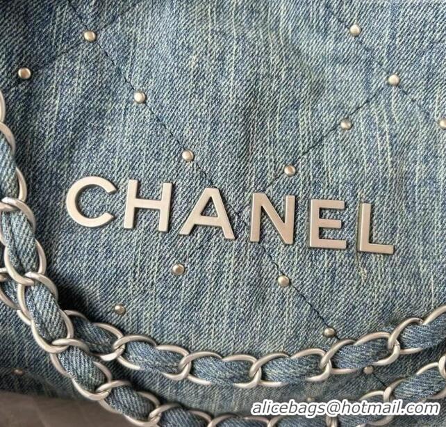 Fashion Discount Chanel 22 Small Handbag in Washed Denim AS3260 Blue 2024