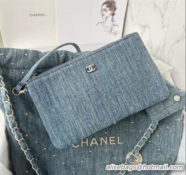 Fashion Discount Chanel 22 Small Handbag in Washed Denim AS3260 Blue 2024