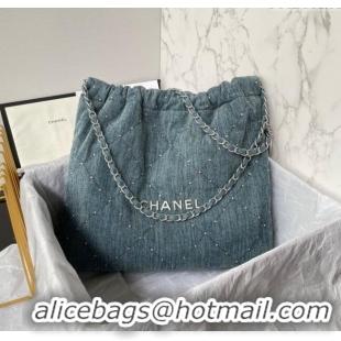 Classic Specials Chanel 22 Handbag in Washed Denim AS3261 Blue 2024