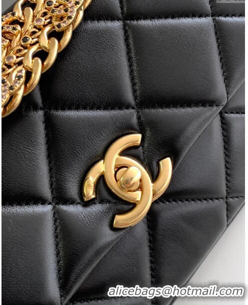 Reasonable Price Chanel Lambskin Flap Bag With Crystal Chain AS2613 Black 2024