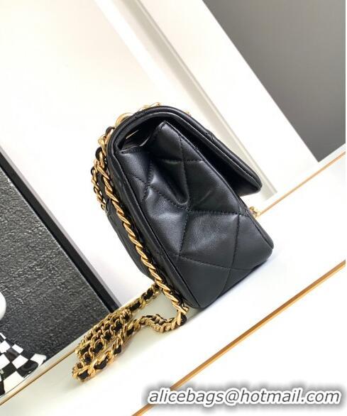 Reasonable Price Chanel Lambskin Flap Bag With Crystal Chain AS2613 Black 2024