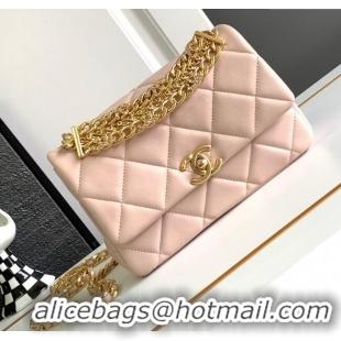 Buy Discount Chanel Lambskin Flap Bag With Crystal Chain AS2613 Pink 2024